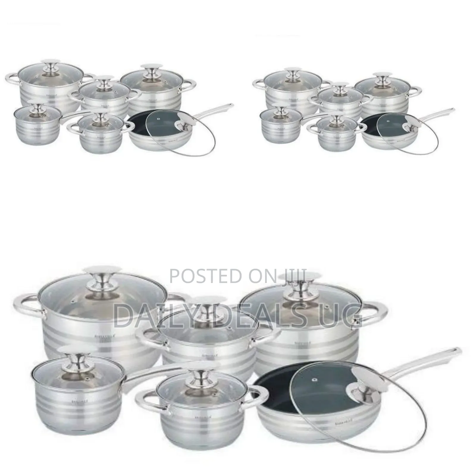 Kaisa Villa 12pc Stainless Steel Cookware Pots and Frying Pan Saucepan