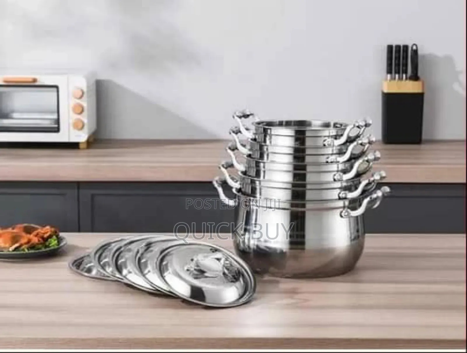 10 Pc 16,18, 20,22,24cm Stainless Steel Saucepans Cooking Pots