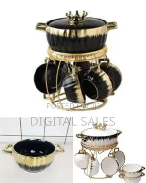 Fancy Ceramic Soup Tureen Bowl Gift Set With 6 Soup Bowls/Cups