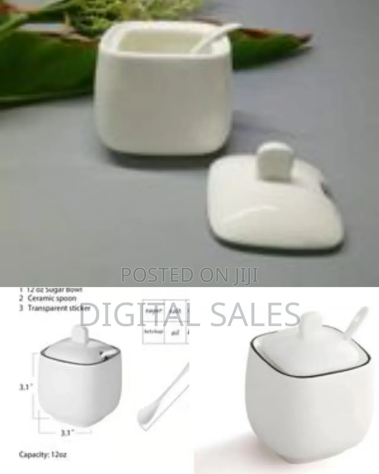 1 Piece of Ceramic Spice Jar Seasoning Box- Includes Lids, Spoons,