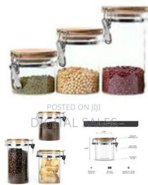 3pc Airtight Storage Pantry Food Glass Jars With Bamboo Clamp Lids-