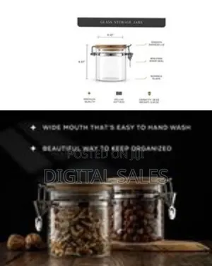 3pc Airtight Storage Pantry Food Glass Jars With Bamboo Clamp Lids
