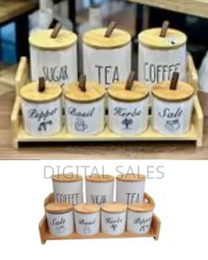 3 Piece Tea Sugar Canister Sealed Jar Storage Container Cans- Black