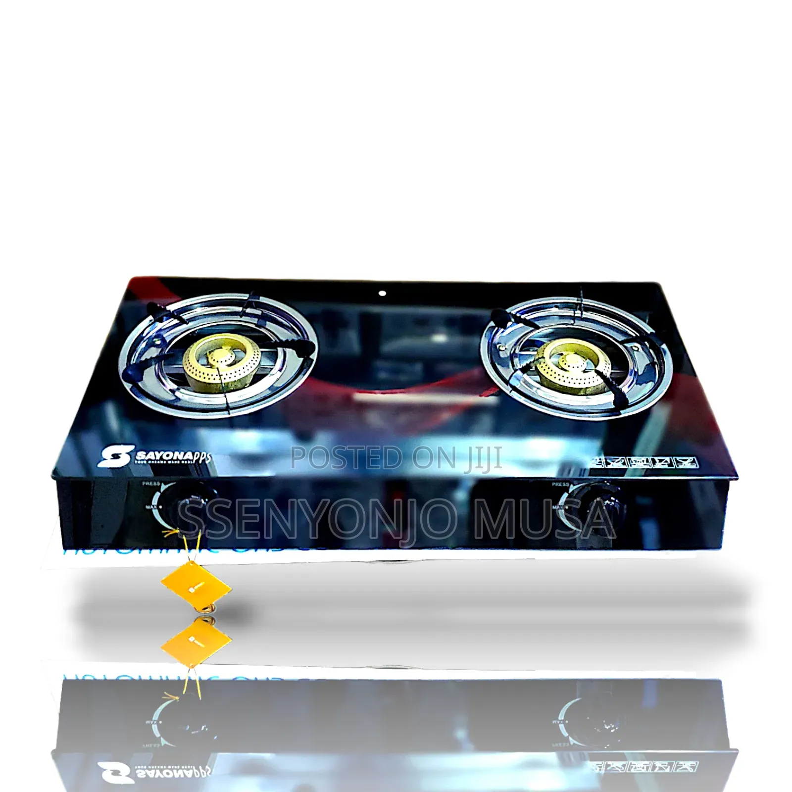 Sayona Sb-208b Auto Ignition Gas Cooker-2 Burners, Glass Top