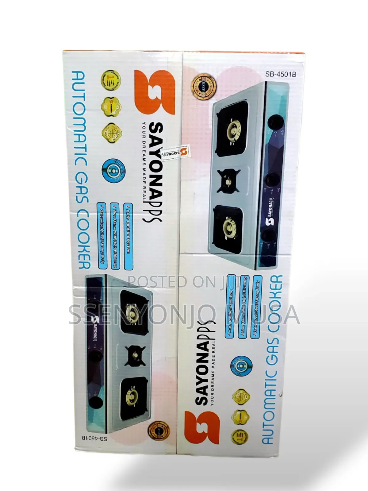 Sayona Sb-4501b Triple Burner Gas Cooker | Auto Ignition | Stainless.