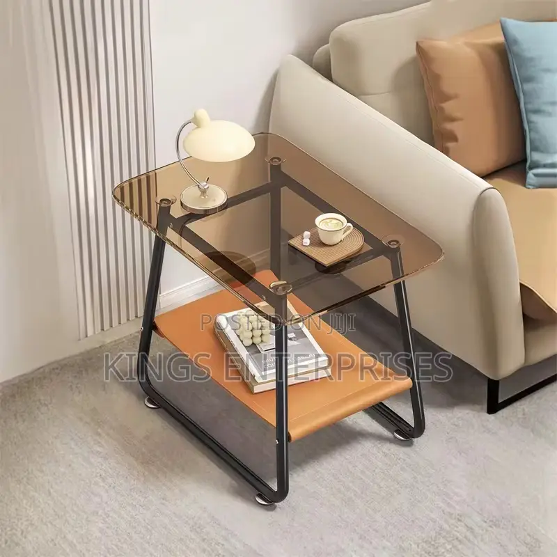 Modern Double-Layer Glass Sofa Side Table