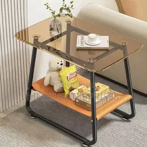 Modern Double-Layer Glass Sofa Side Table