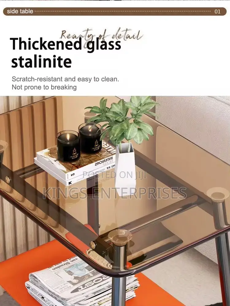 Modern Double-Layer Glass Sofa Side Table