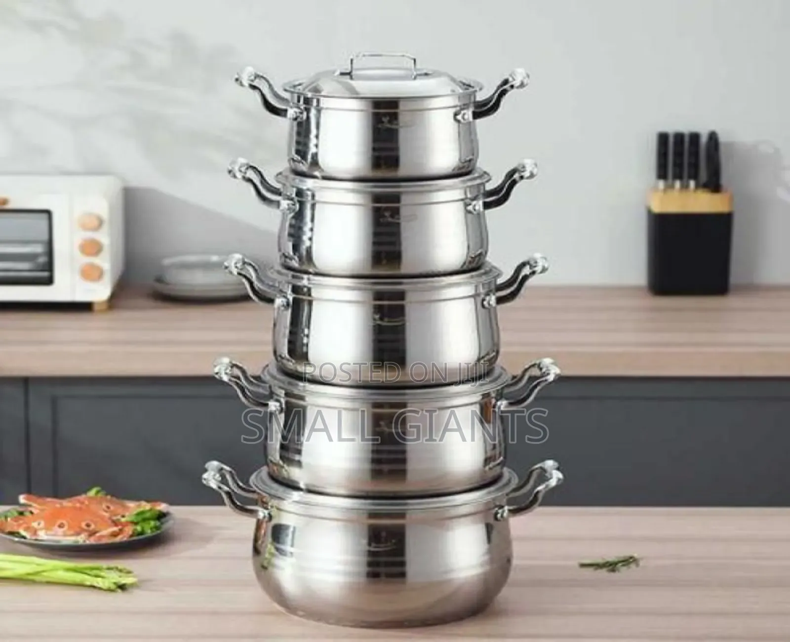 10 Pc 16,18, 20,22,24cm Stainless Steel Saucepans Cooking Pots- Silver