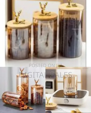 3 Piece Airtight Storage Pantry Food Glass Storage Jars Containers 0