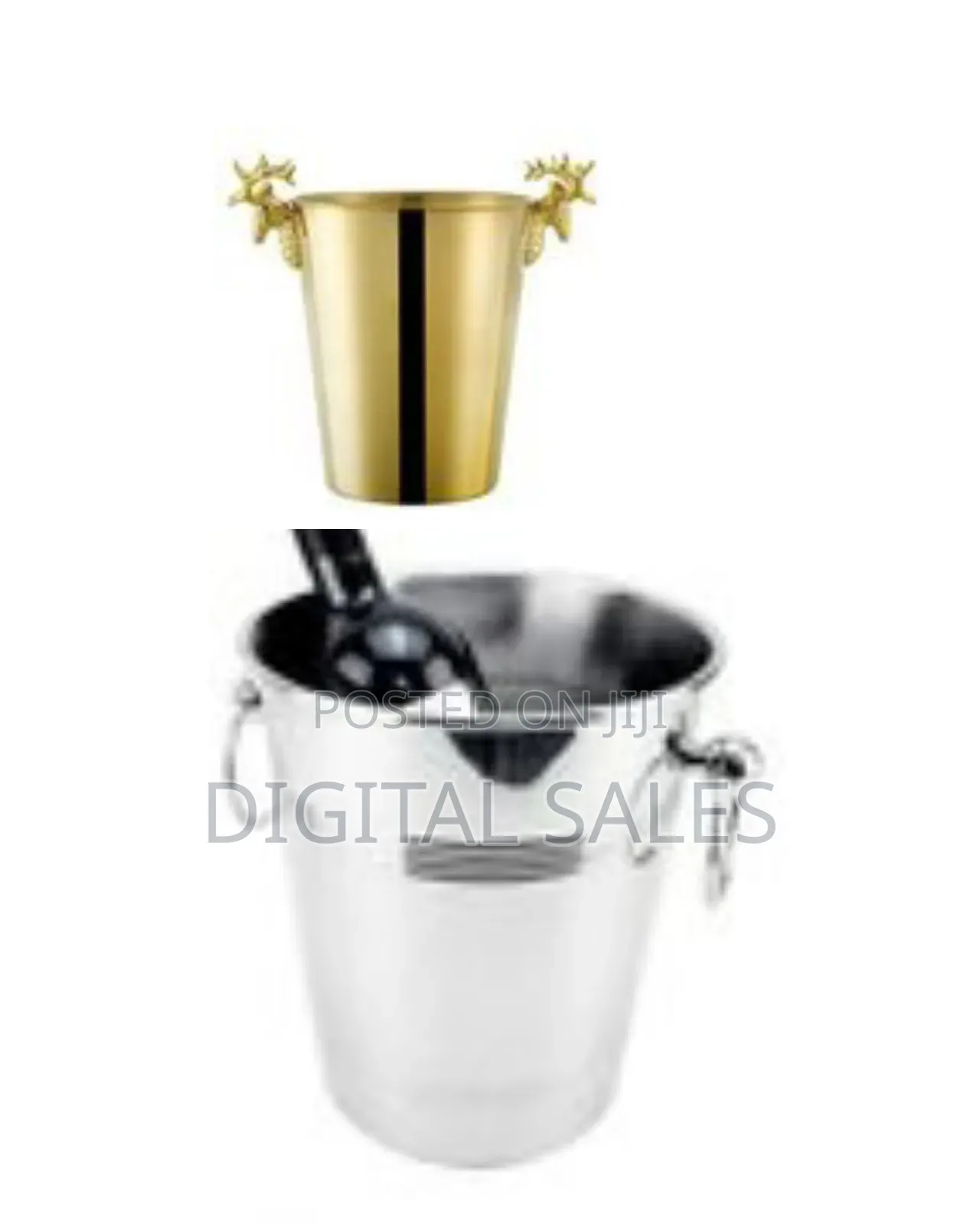 3l Champagne Wine Ice Bucket Stainless Steel With Deer Head Handles