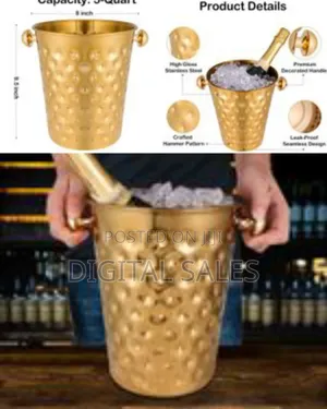 Fashionable and Creative Ice Bucket Stainless Steel Golden Hammered M0