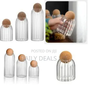 3 Pack Glass Cookie Jar With Airtight Seal Ball Cork Wood Lid Ball