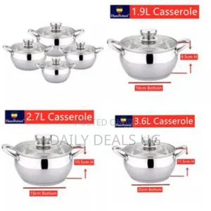 4 Pc 16,18, 20,24cm Stainless Steel Saucepans Cooking Pots- Silver
