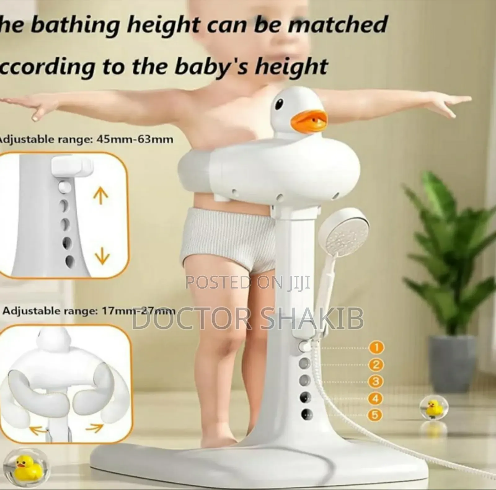 New Adjustable Height Baby Shower Stand With Anti-Slip Base