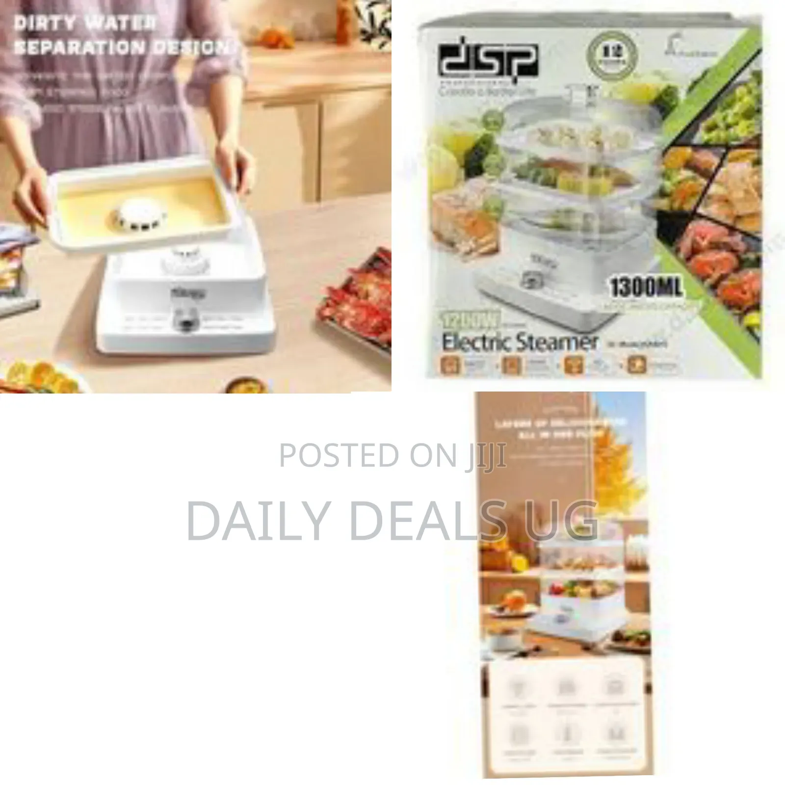DSP 1300ml 3 Tier Electric Vegetable Food Steamer Cooking Pot- White