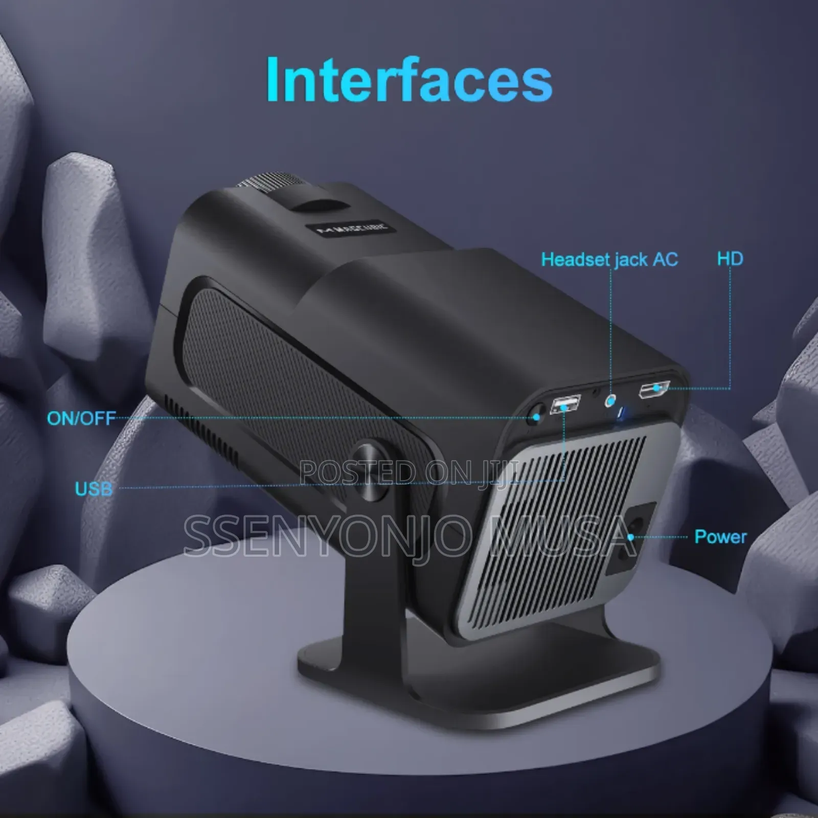Mini Projector 1080p, 300 Ansi, Wifi6 Bt5.0, Android 11 – Black
