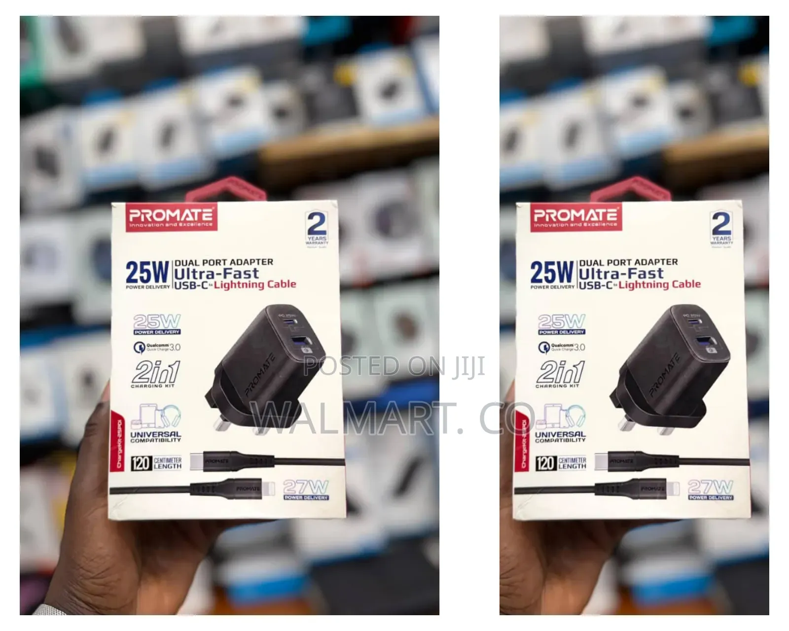 Promate 25w Dual Port Adapter Ultra Fast Usb-C to Lighting Cable