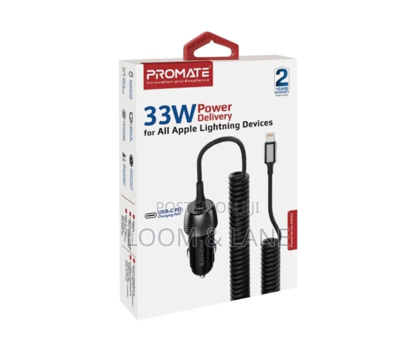 Promate Car Charger for Apple Lightning Devices