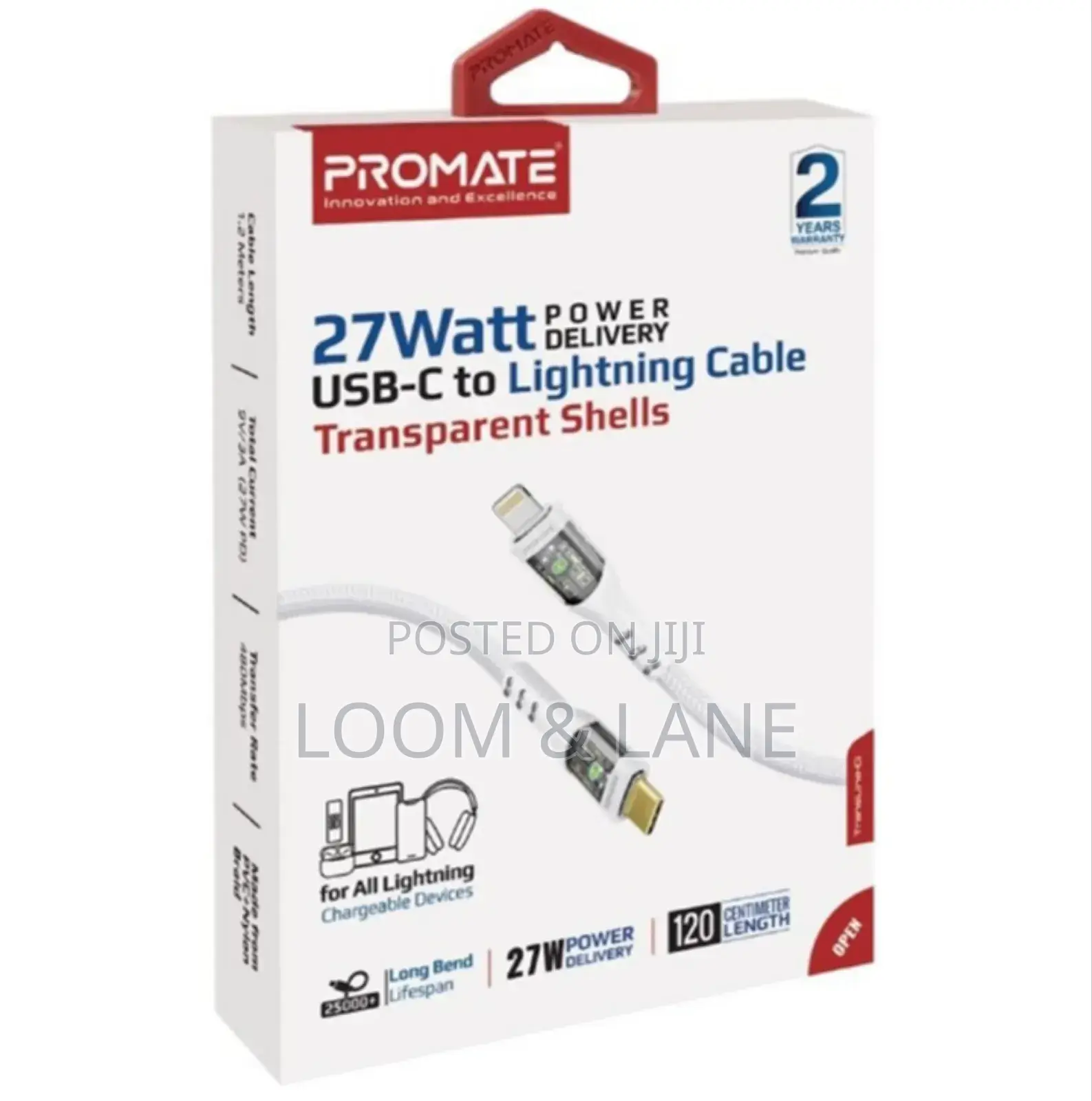 Promate 27w Power Delivery Usb-C to Lightning Cable