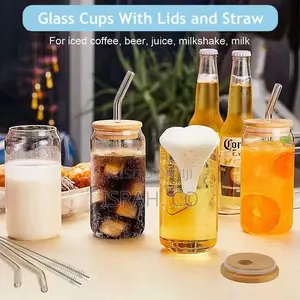 Glass With Lid and Straw