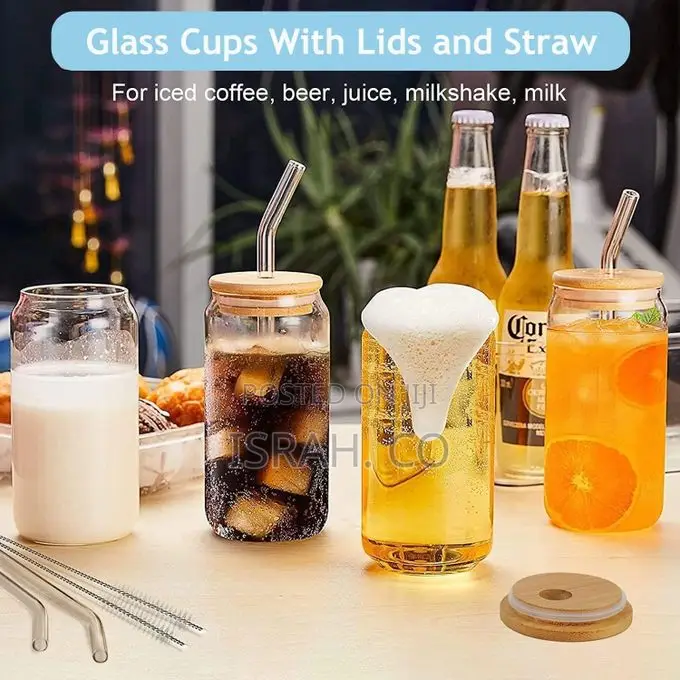 Glass With Lid and Straw