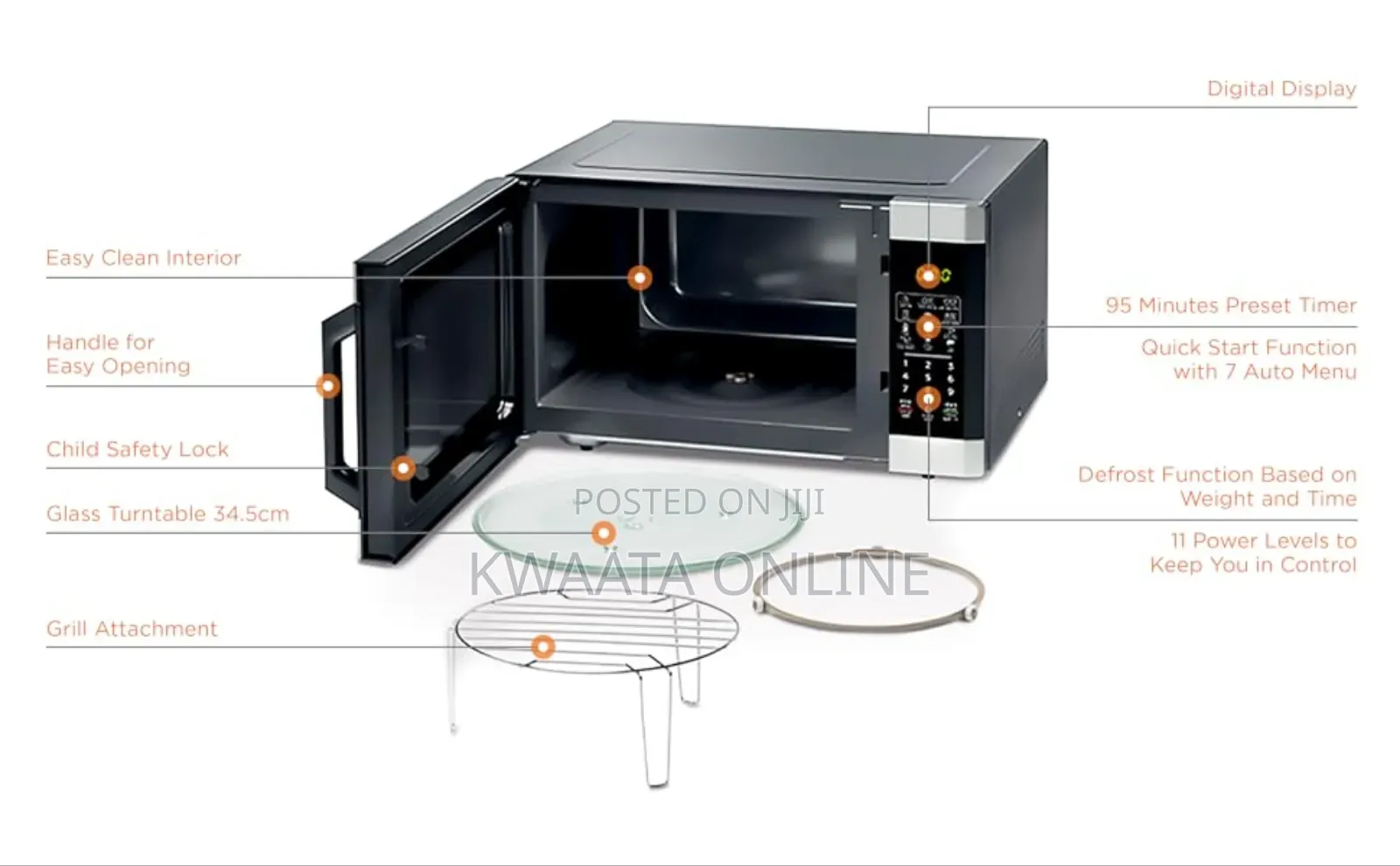 Kenwood 42l Microwave Oven With Grill, Digital Auto Menu,1100w Mwm42