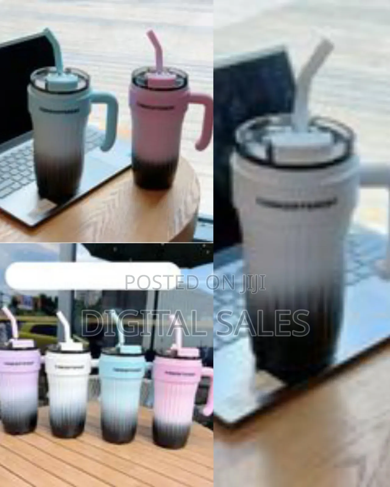 860ml Car Cup 304 Layer Stainless Steel Handle Straw Insulation Cup
