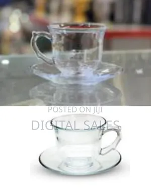 6 Pieces of Plain Glass Tea Cups and Saucers Sets Coffee Flower Tea