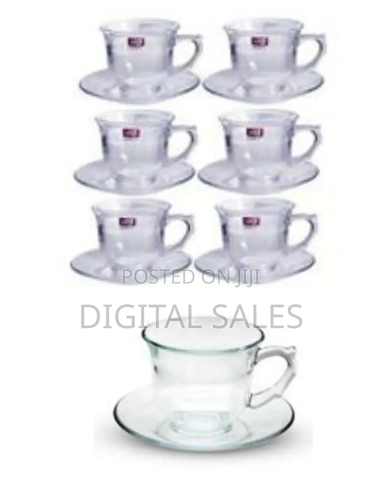 6 Pieces of Plain Glass Tea Cups and Saucers Sets Coffee Flower Tea