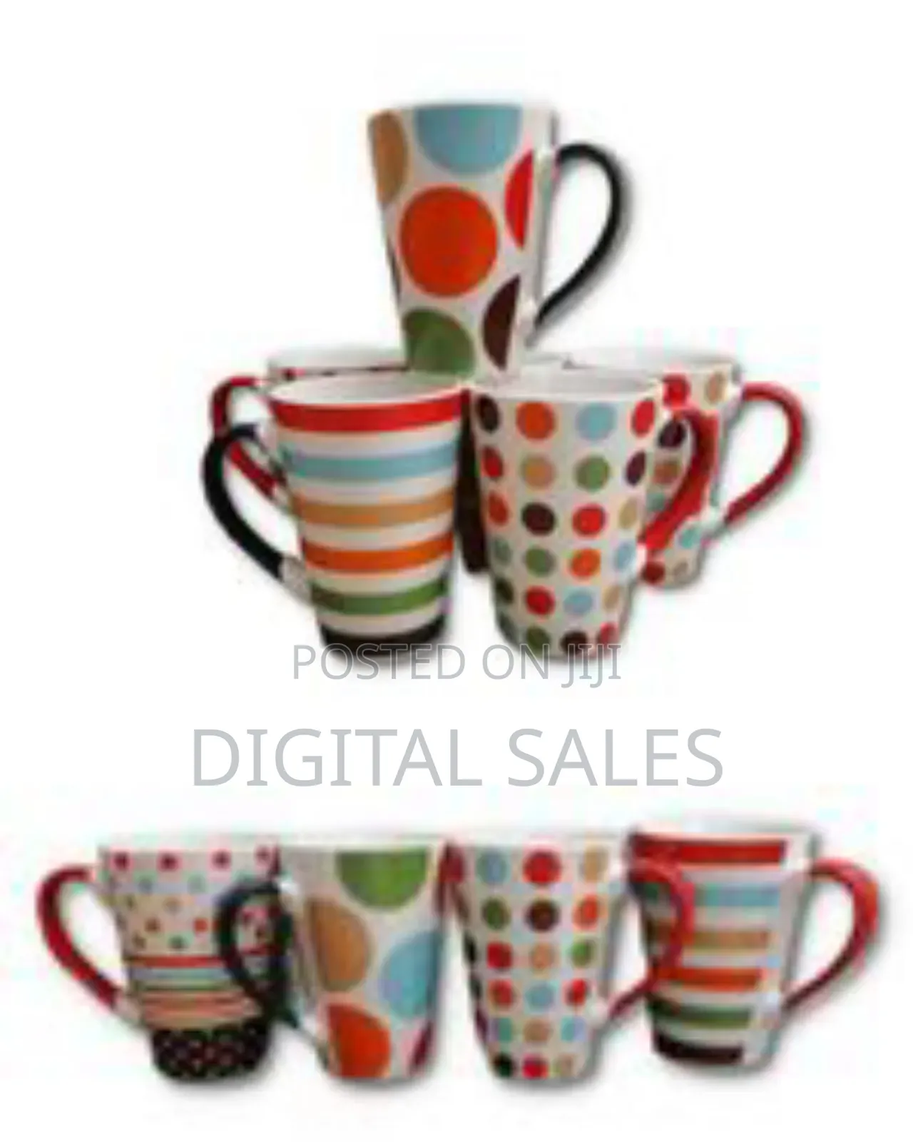 6 Pieces of Printed Coffee Tea Cups Mugs-