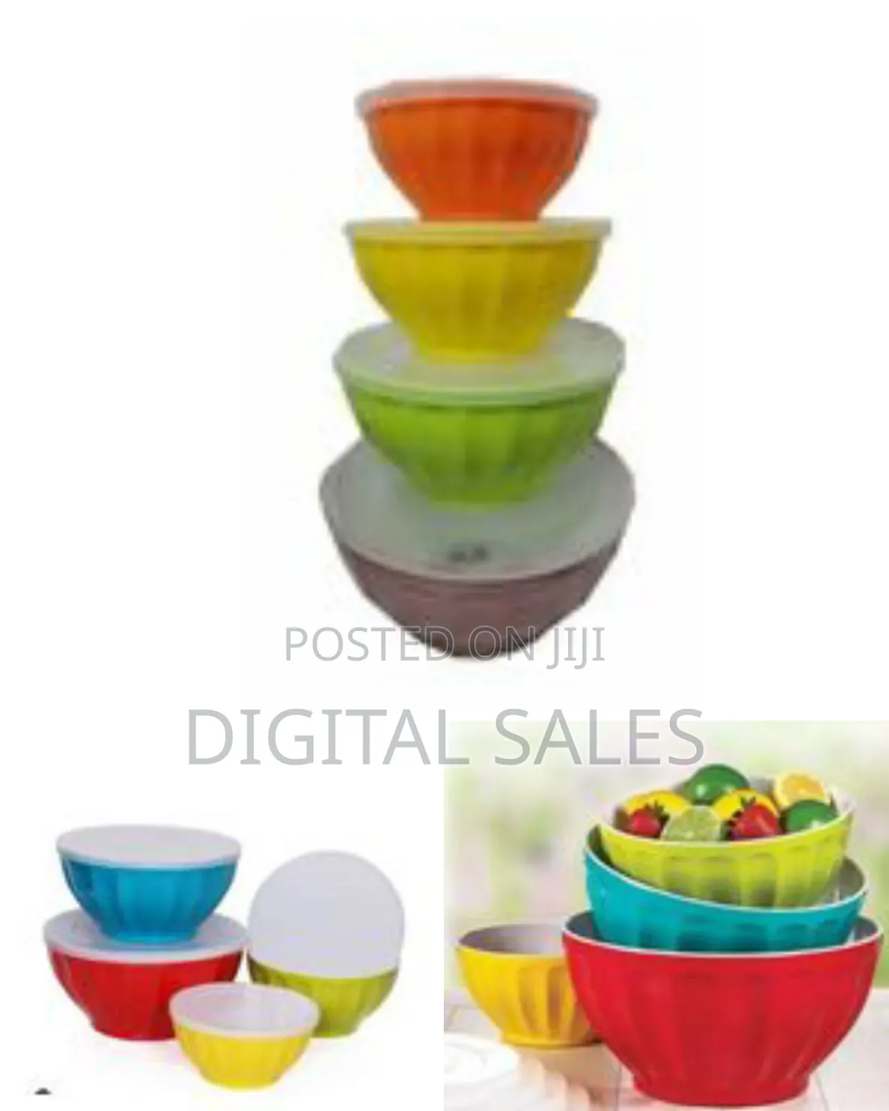 HTH 4 Pieces of Plastic Salad Bowl Set, Mixing Dishes