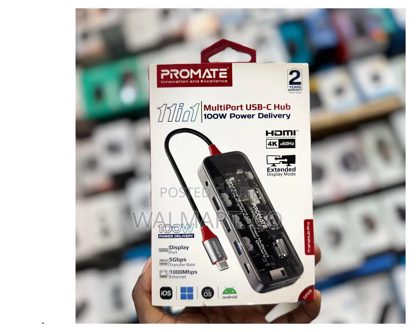 Promate 11 in 1 Multiport Usb-C Hub 100w Power Display