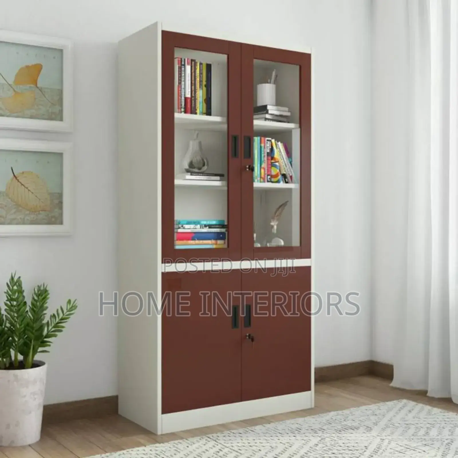White Brown Two Doors Side Board