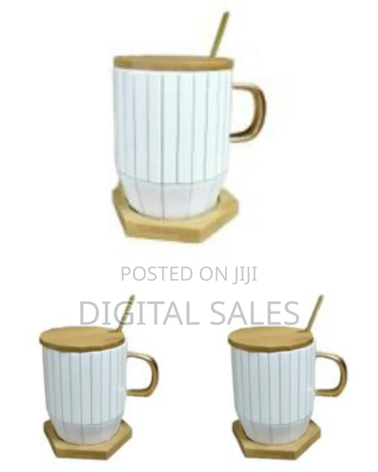 Portable Breakfast Coffee Mug, Tea Cup Gift Set With Gold Spoon