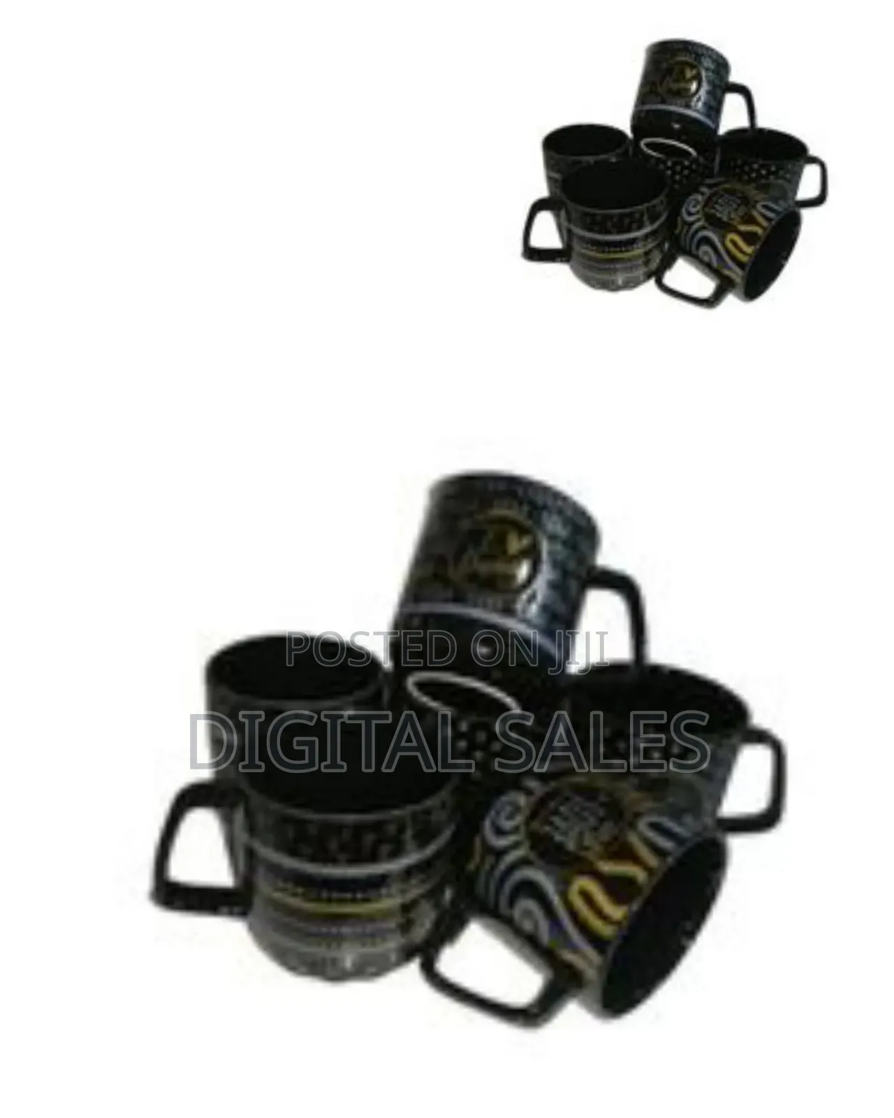 6 Pieces of Silver and Gold Printed Coffee Tea Cups Mugs-