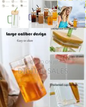 6 Pieces of Glass Drinking Cup 400ml Square Glasses Tumbler
