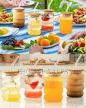 6 Pieces of 520ml Ribbed Drinking Glasses Tumbler Cups With Airtight