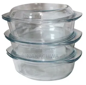 3 Pieces of Oval Tempered Glass Casserole Serving Dishes