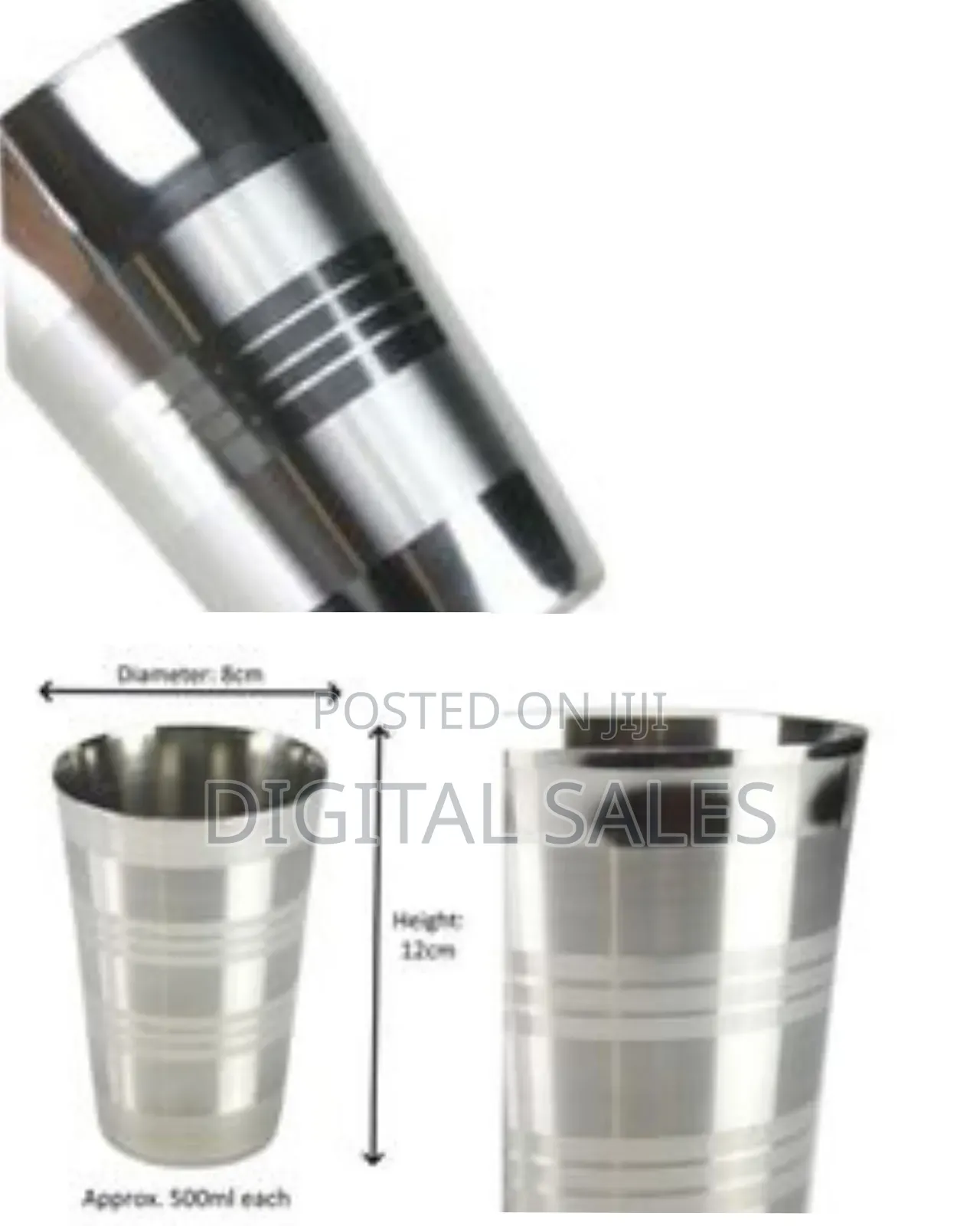 6 Stainless Steel Drinking Tumblers Unbreakable Water Juice Cocktail