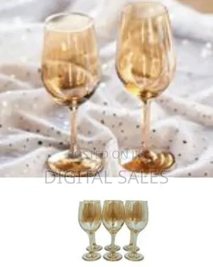 Gold Lead-Free Juice, Wine Glasses- 6 Pieces,Brown