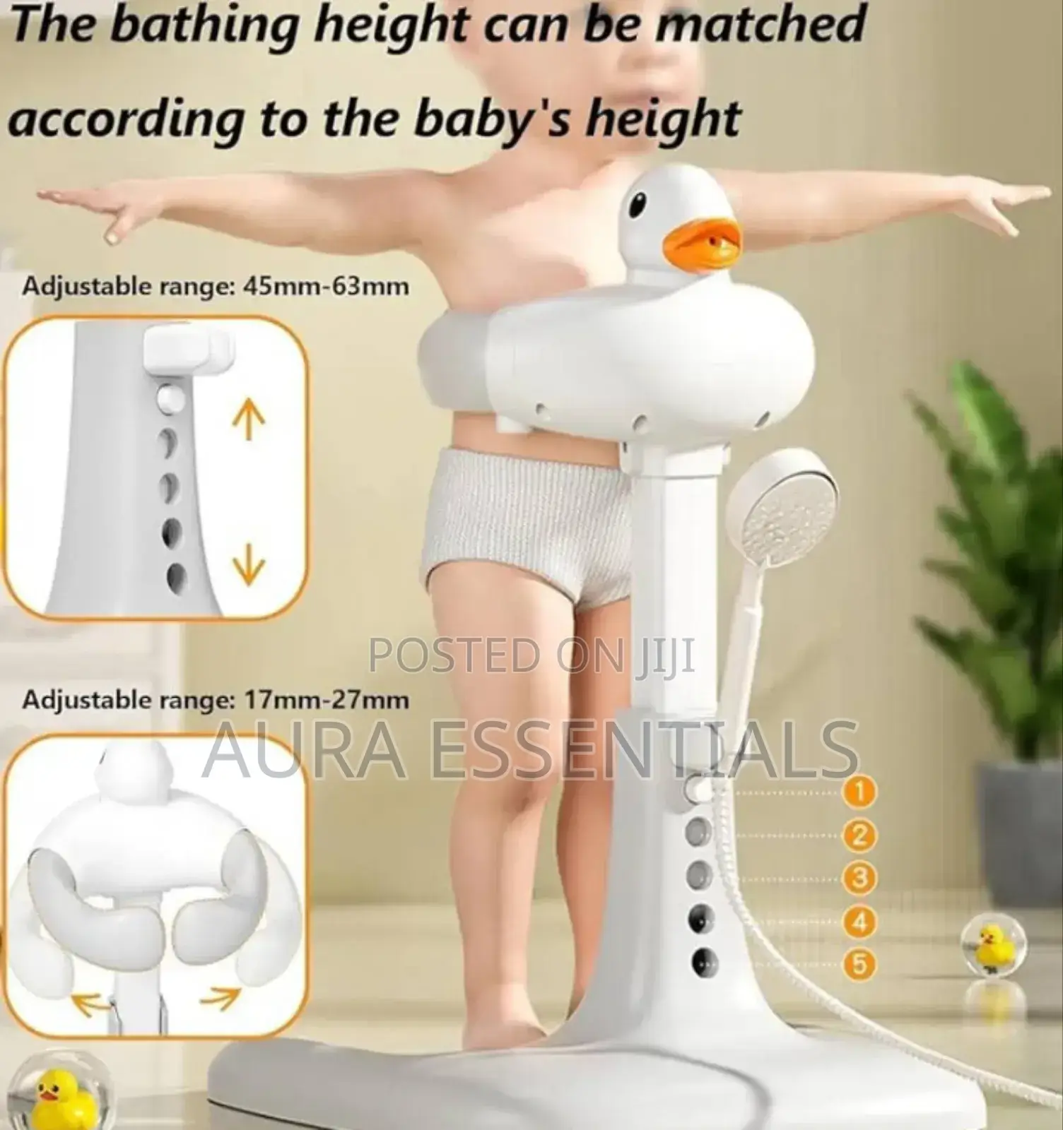 Adjustable Height Baby Shower Stand With Anti-slip Base