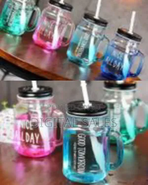 6 Set 16 Oz Assorted Colored Steel Lid Mason Jar Mugs With Handle And