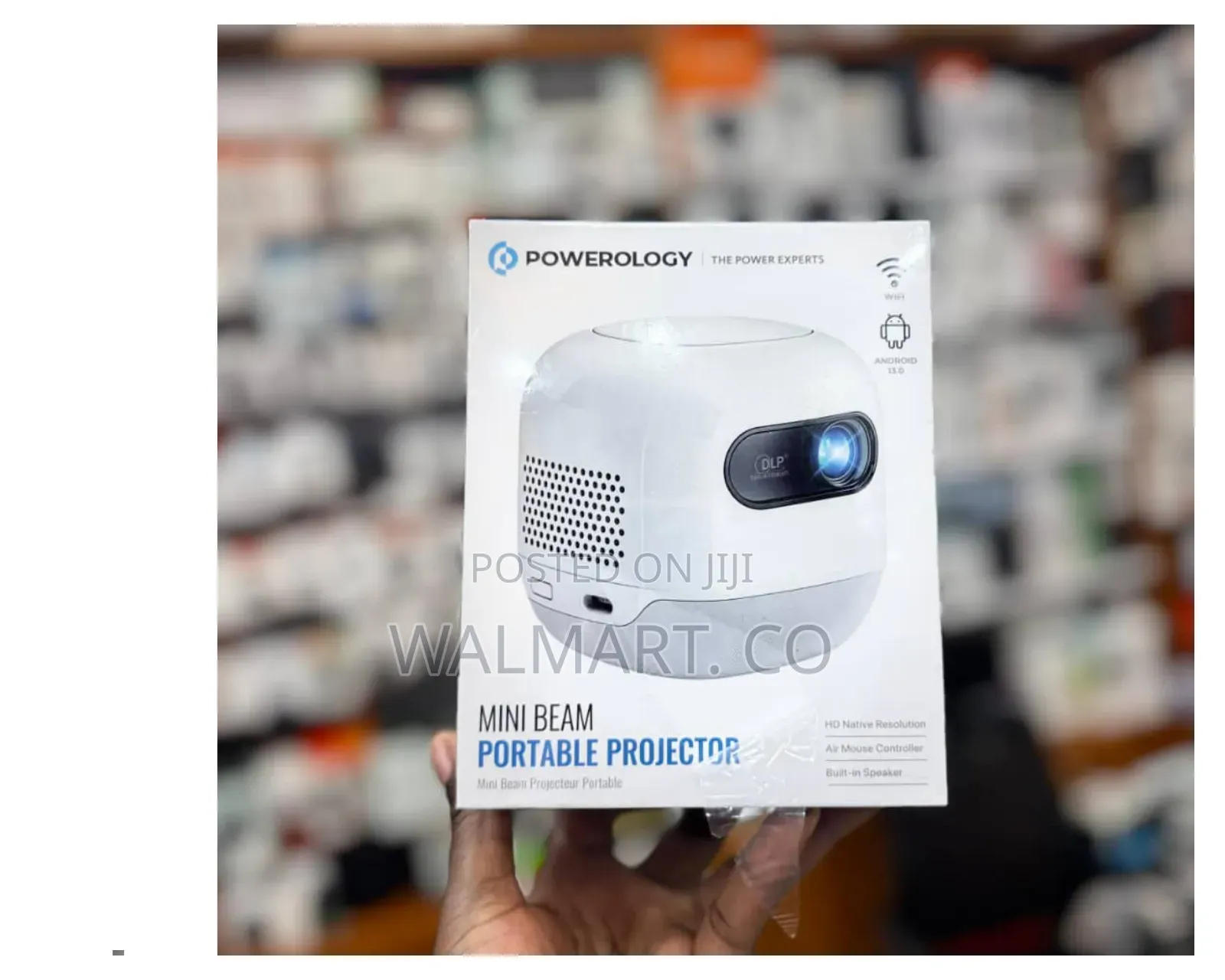 Powerology Palm Size Projector Mini Beam 8000mah 2gb Ram 720p Hd