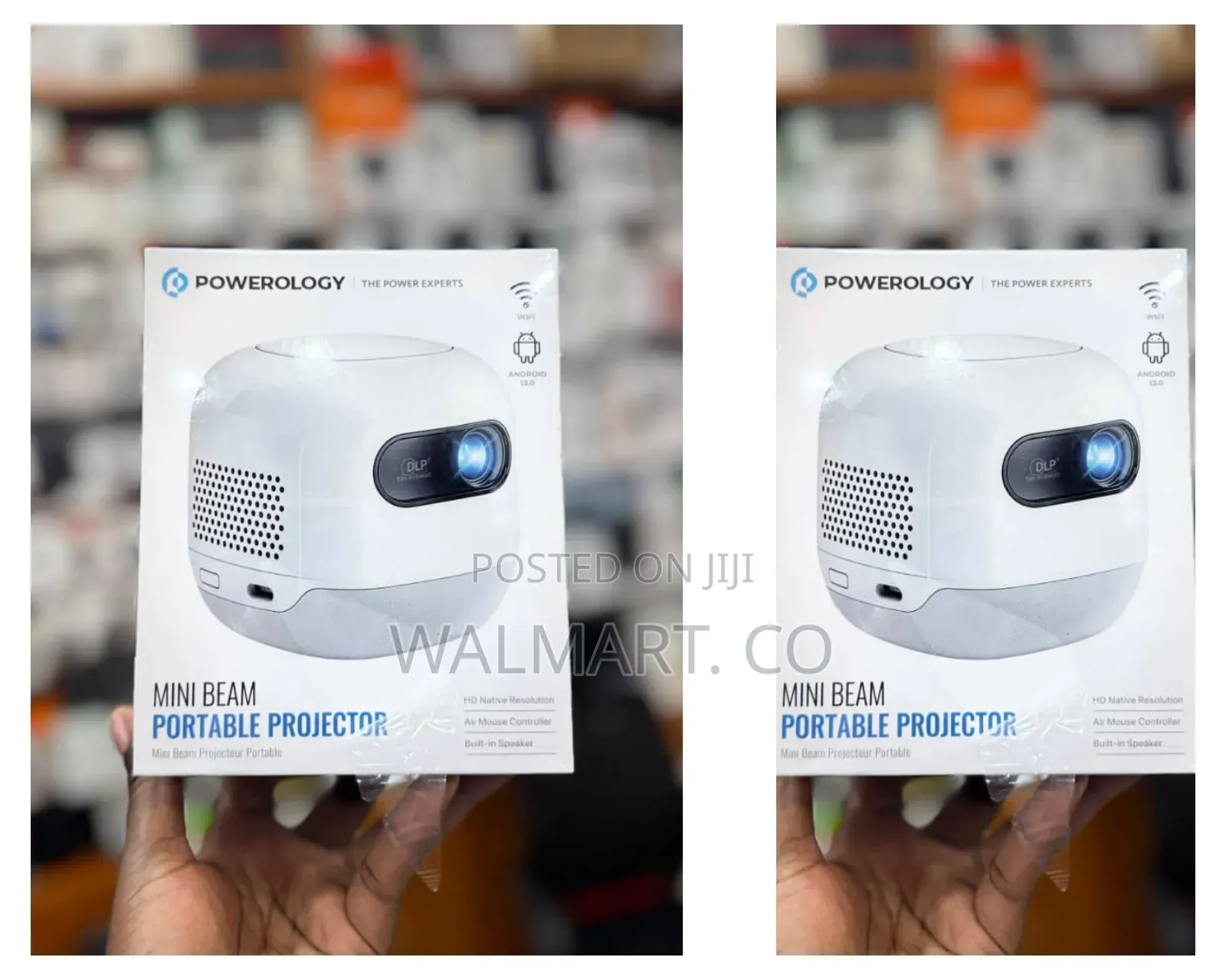 Powerology Palm Size Projector Mini Beam 8000mah 2gb Ram 720p Hd
