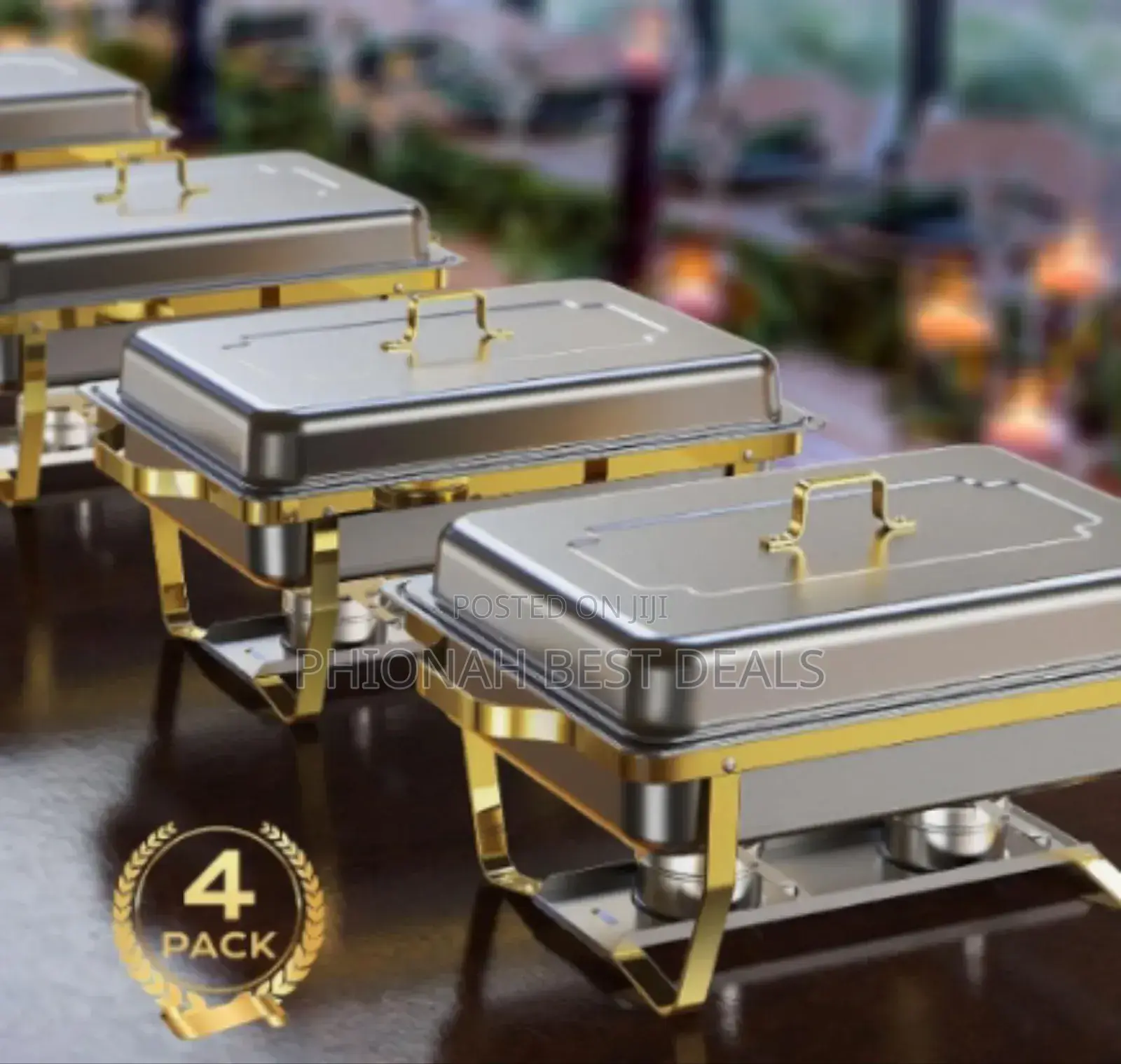 Elegant Gold and Silver Chaffing Dishes in 4pcs