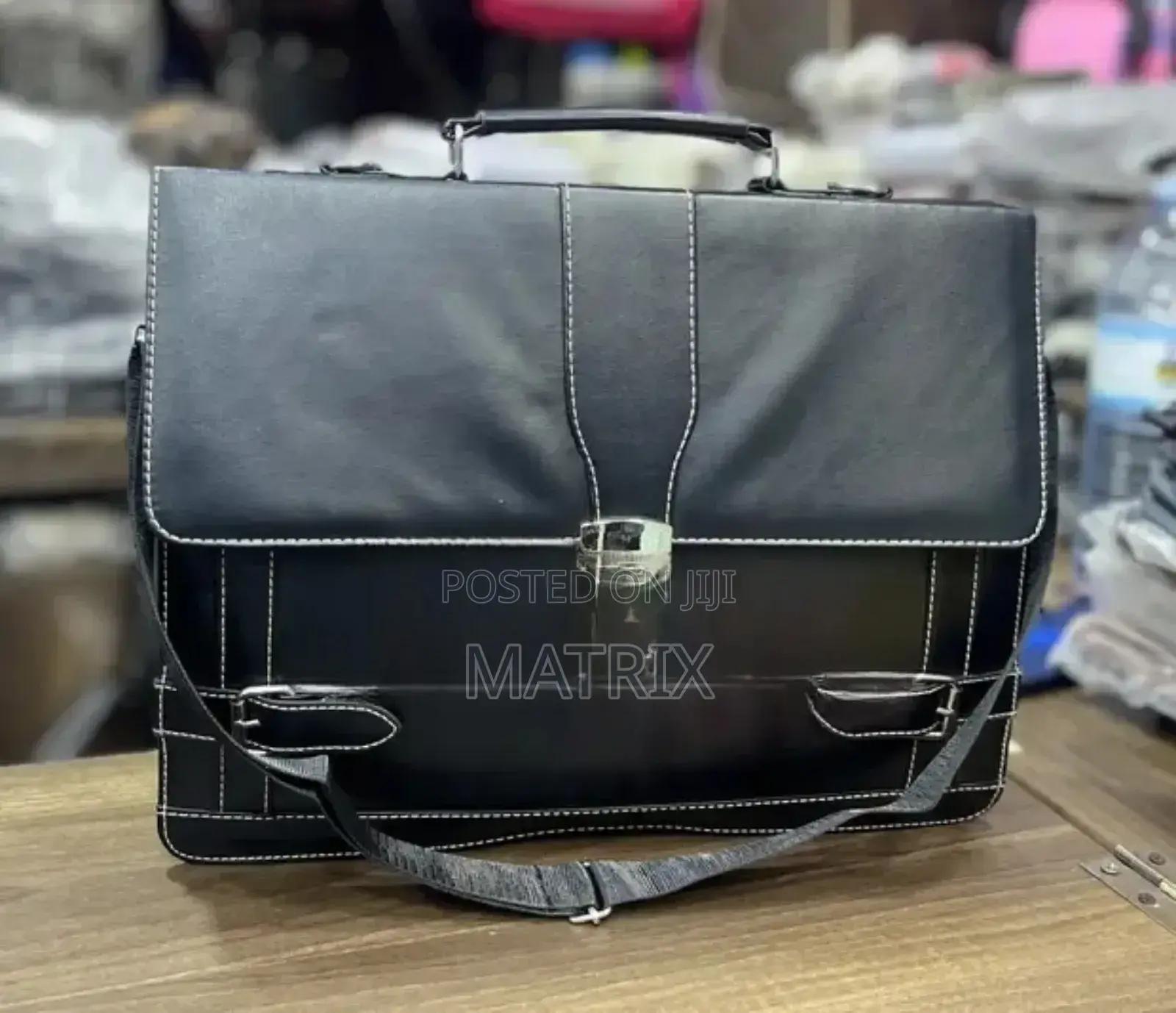Leather Briefcase- Black
