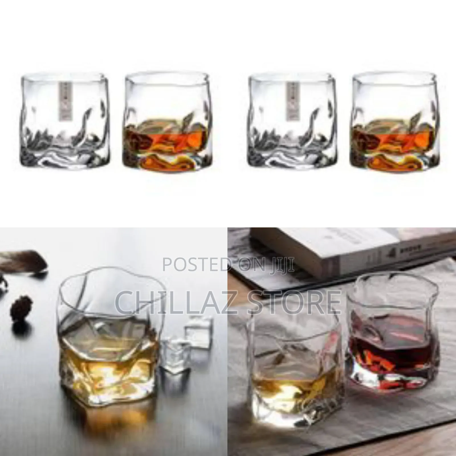 6 PCS of 250ml Distorted Shape Whiskey Glasses