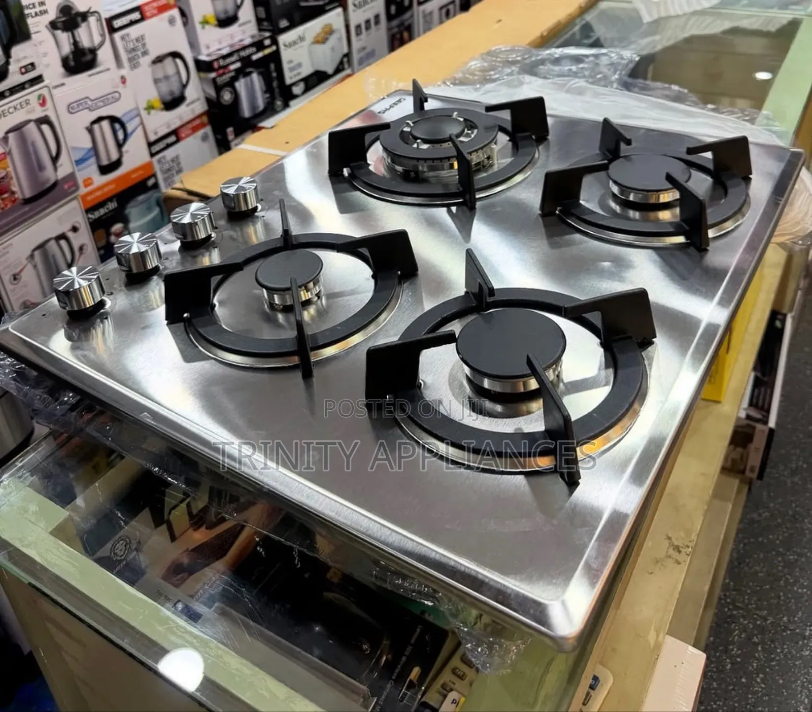 Geepas 2 in 1 Stainless Steel Built in 4 Gas Burner Hob GGC 31026