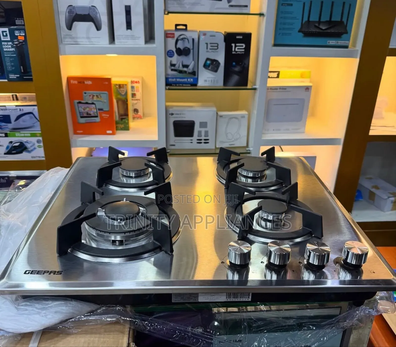 Geepas 2 in 1 Stainless Steel Built in 4 Gas Burner Hob GGC 31026